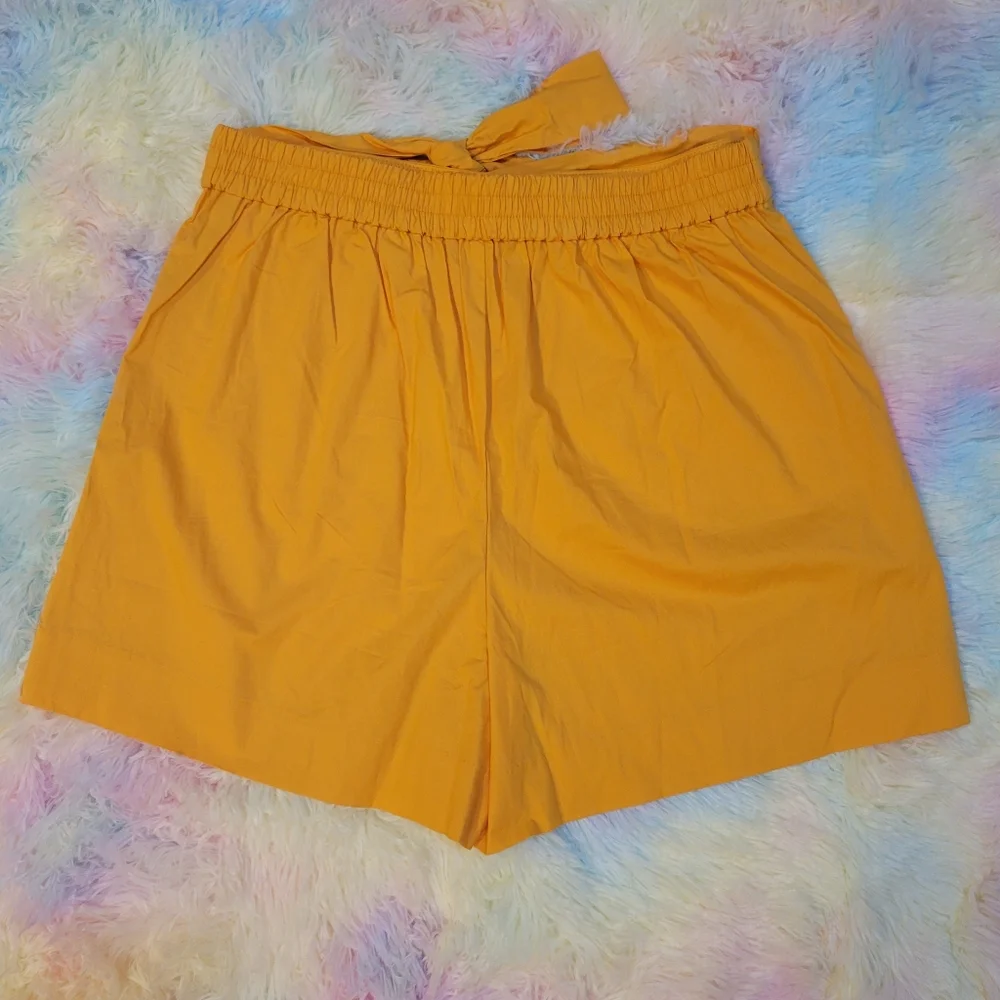 High-Waist Tie-Belt Women’s Shorts in Mustard Yellow - Picture 3 of 8